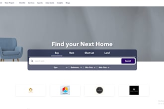 design real estate website, property listing website, room finder website