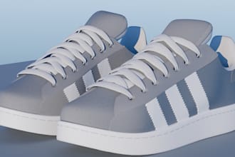 create premium 3d sneaker design, shoe modeling, and product animation