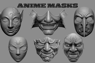 design custom 3d anime mask 3d model cosplay helmet stl files for 3d printing