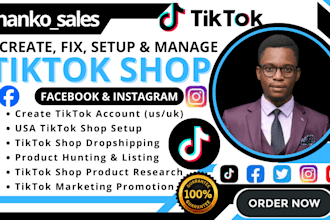 setup and optimize tiktok dropshipping, setup facebook shop and instagram shop