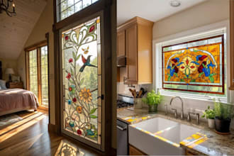 design cathedral home floral stained glass abstract illustration glass art