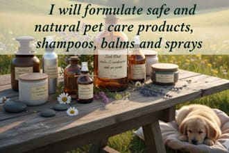 formulate safe and natural pet care products, shampoos, balms, and sprays