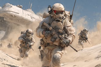 draw realistic military, war, or sci fi illustrations