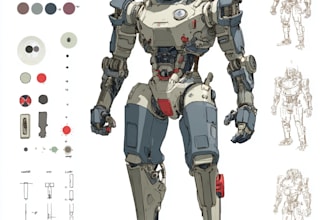draw mecha robot character sheet design