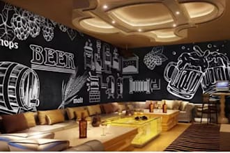 design custom mural wallpaper wall art for lounges  beer parlours