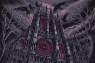 draw a detailed dark art rock gothic illustration