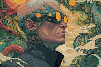 make detailed art of sci fi cyberpunk psychedelic artwork