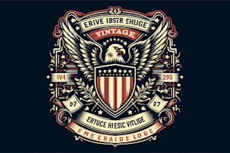 design a modern vintage shield  logo ,with t shirt design