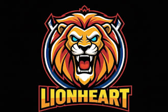 do a unique lion mascot logo with t shirt design