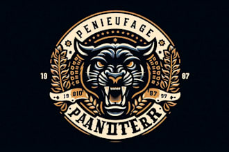 do a unique vintage panther logo with t shirt design