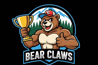design high quality bear mascot logo with t shirt design