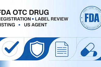 handle fda otc drug registration, label review, listing and compliance, us agent