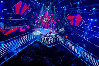 design 3d concert,venue light,stage setup animation, led screen, christmas decor