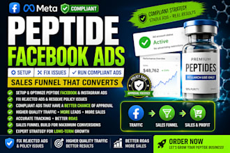 setup peptide ads, fix peptide ads issue, run compliant facebook, sales funnel