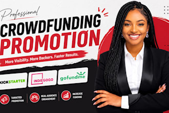 do crowdfunding promotion for kickstarter, indiegogo and gofundme promotion