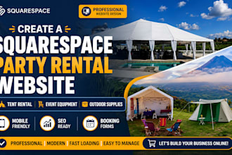 set squarespace party rental website tent rental website event equipment website