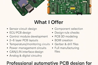 design ecu, sensor, and temperature monitoring pcbs for automotive projects