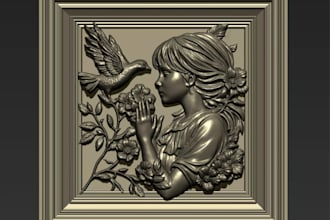 design 3d portrait relief,wood carving or engraving dxf,high relief,3d print stl