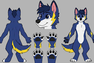 draw furry character reference sheet anthro nsfw oc ref sheet for fursuit