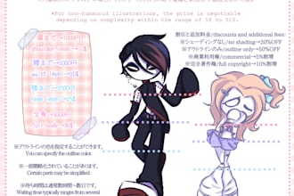draw you a simplified chibi emo like character illustration