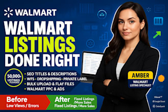 do SEO based walmart listings, listing images, walmart ppc setup, wfs