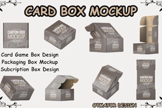 card box mockup, subscription box, packaging box, card game box, mailer box, tcg