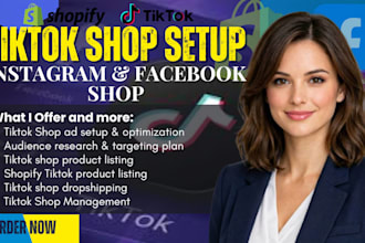 setup tiktok shop facebook instagram shop ads shopify marketing store design