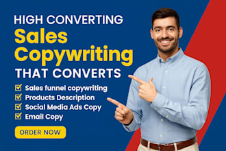 write converting sales copy for a sales page, sales funnel landing page and ads