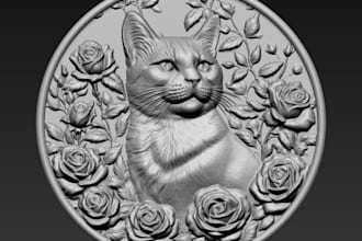 sculpt 3d animal relief,3d medallion,cnc,round plaque,laser engraving,3d printin
