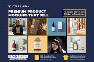 create high quality product mockups for shopify, etsy, amazon or your brand