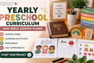 design yearly preschool curriculum, bible lessons and format children course