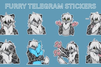 draw custom furry telegram stickers, discord stickers, animated telegram sticker