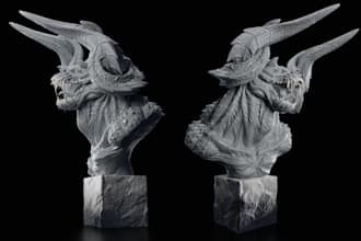 sculpt 3d creature busts,fantasy 3d monster,zbrush,3d animal sculpture,stl print
