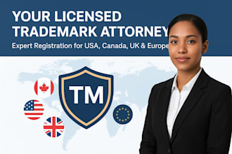be your licensed trademark attorney for trademark registration for USA canada UK