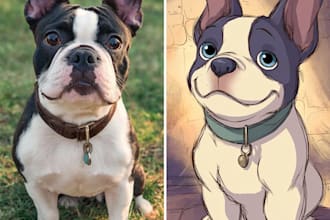 draw your cute pet into disney cartoon portrait style