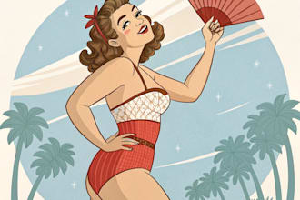 draw a pin up girl and pin up girl character art