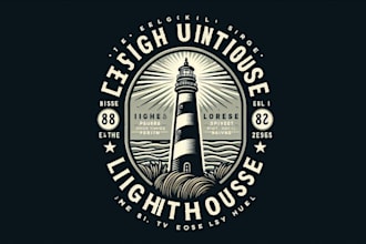 create a vintage light house logo with t shirt design