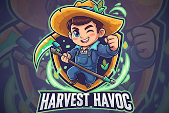 create modern farmer mascot logo with t shirt design