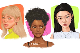 draw a professional illustration, semi realistic portrait, cover wattpad, etc