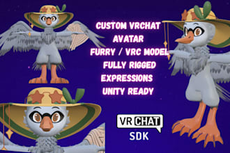 create custom vrchat avatar, furry vrc model, anthro character, vtuber character