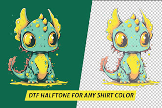 create print ready dtf halftone design for any color tshirt