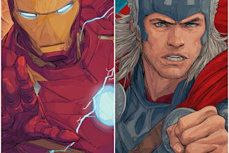 draw a marvel style comic book and superhero