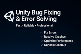 fix any unity bug, error, or crash in your project fast