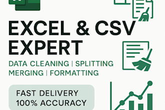 clean, organize, split, merge and format your excel or CSV data