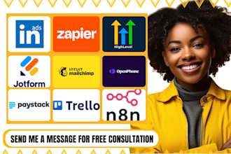 integrate highlevel linkedin ads jotform mailchimp openphone paystack trello n8n