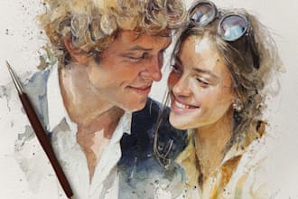 custom watercolor family portrait from photo