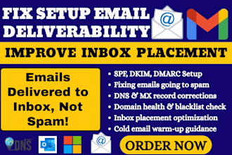 fix email deliverability, setup spf dkim dmarc dns and cold email authentication
