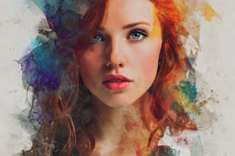 draw a watercolor illustration and watercolor portrait