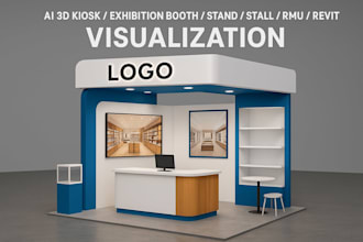 design ai 3d kiosk exhibition booth stand stall rmu revit cart decoration design