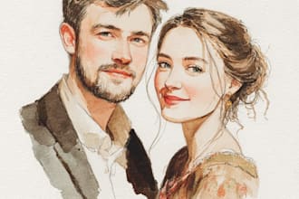 create a watercolor family portrait